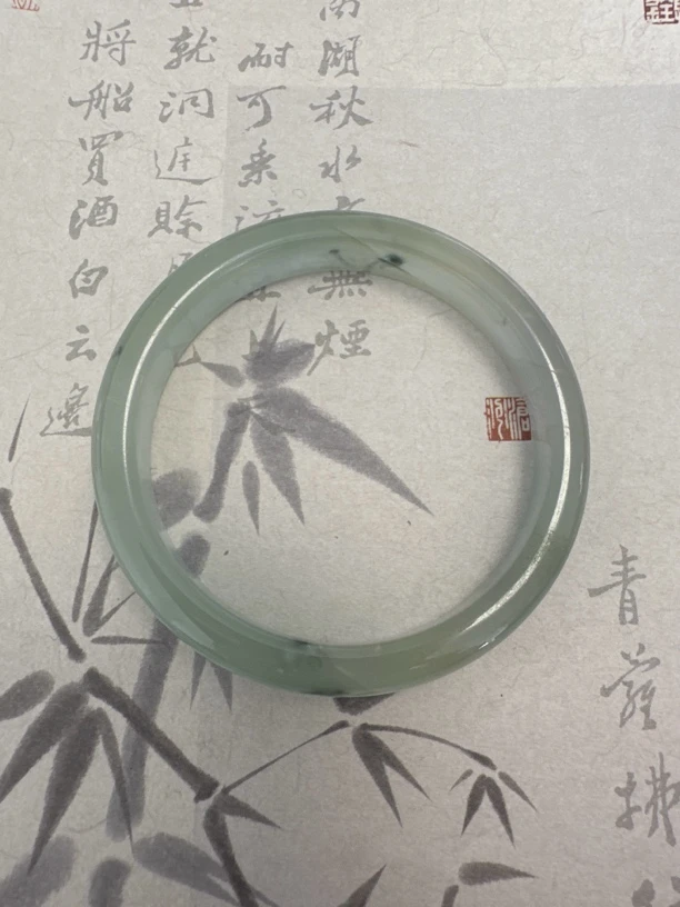 X705-五八加飘花缅甸翡翠手镯少女