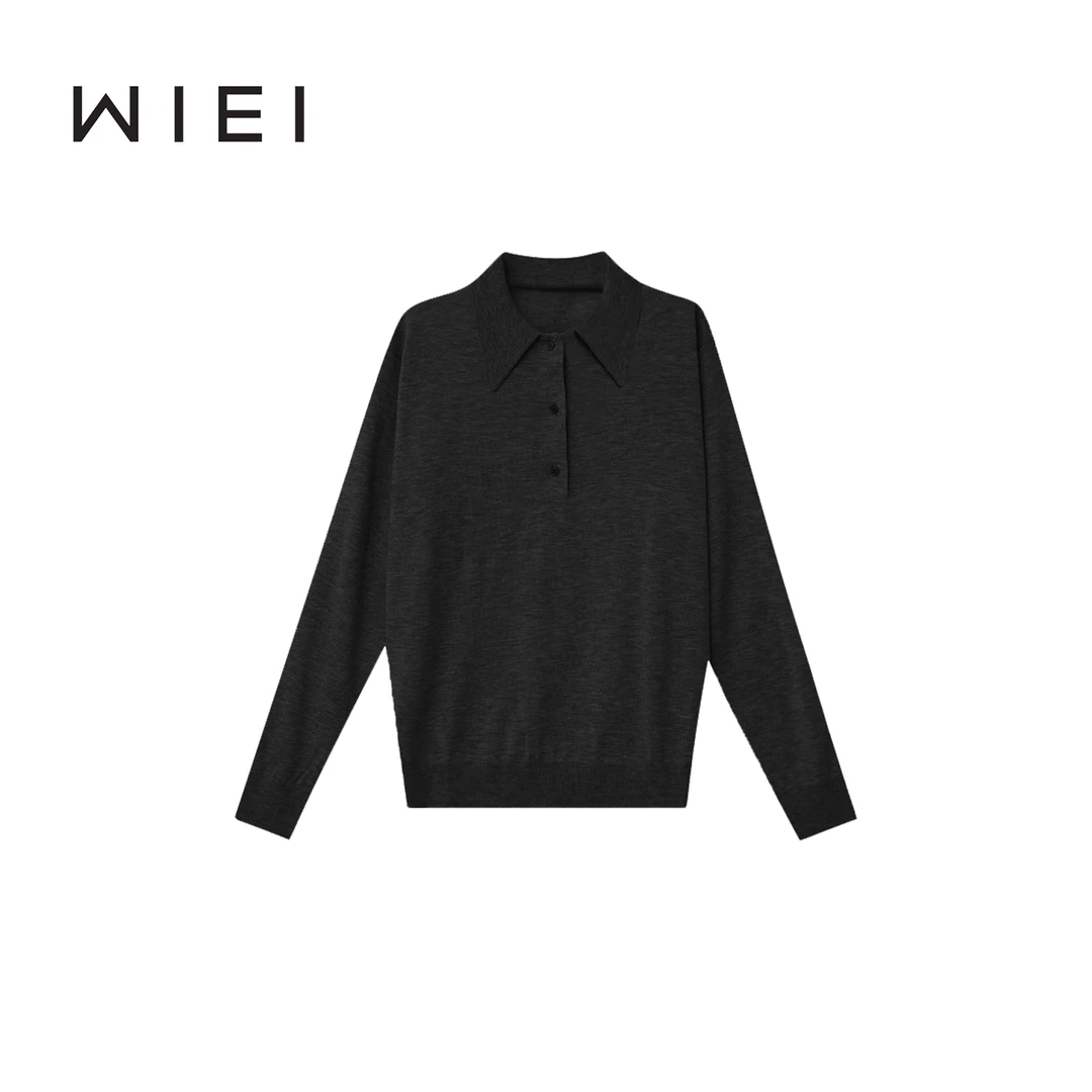 《WI EI》小POLO*羊毛 极简纯色 polo领 针织长袖毛衣 5V029
