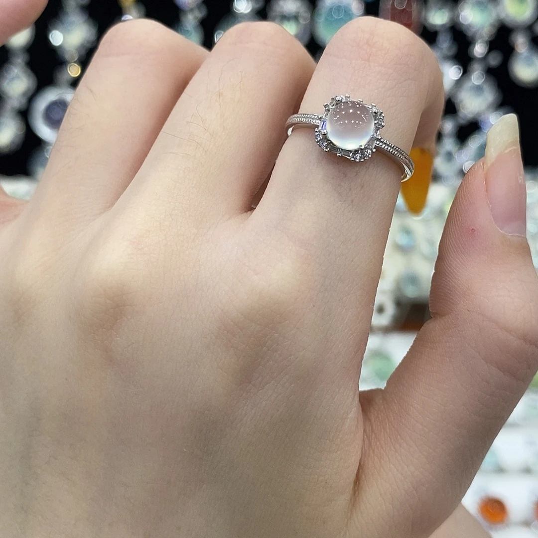 蛇纹石玉银S925镶嵌戒指