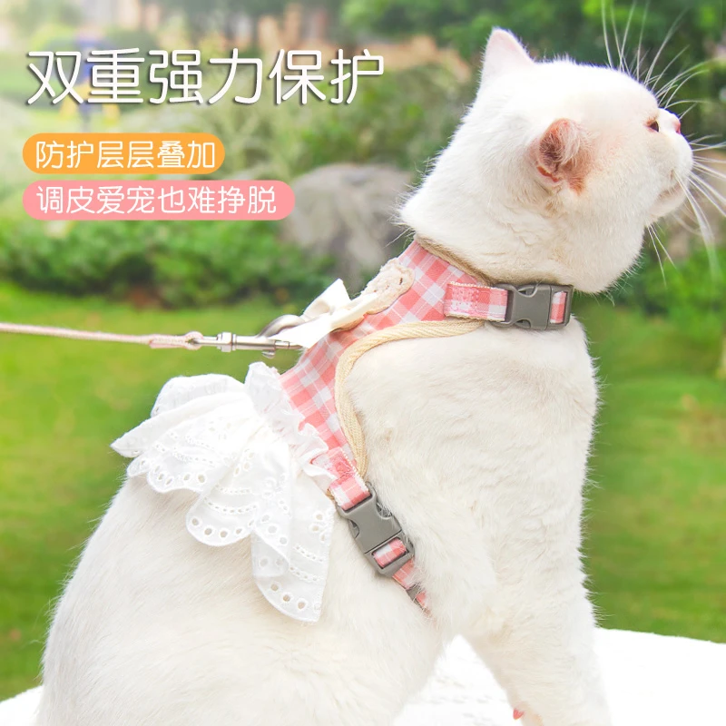 猫咪牵引绳防挣脱外出专用宠物猫咪背心遛猫溜小猫链子小猫牵引绳