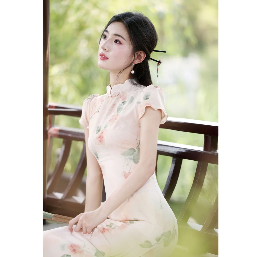 青未了【桃香】25夏季新款冰丝中国风改良气质小个子旗袍 衣长110