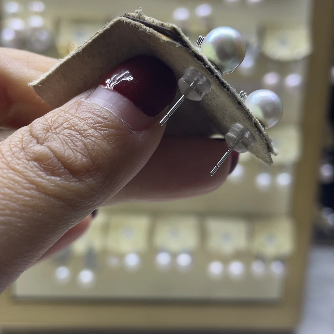 银S925镶嵌海水珍珠耳饰