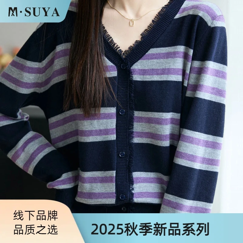 2025秋冬新款 一眼心动~撞色条纹【绵羊毛】针织开衫 ~超软糯 587