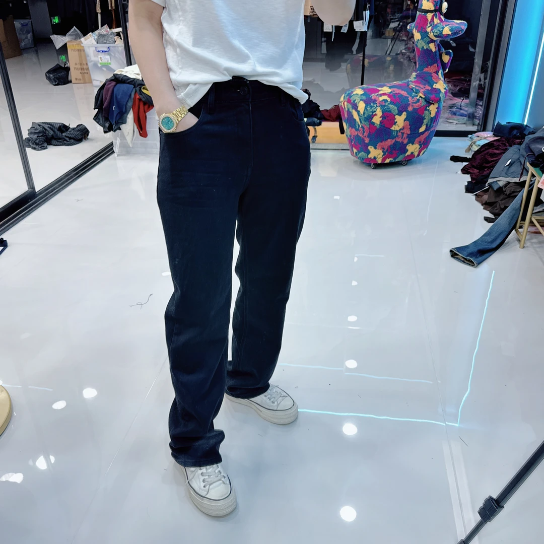 韩版MSN高弹力松紧腰薄绒小直筒牛仔裤7675品