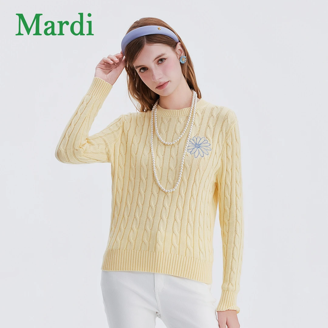 Mardi【新品】雏菊常规刺绣款女秋季毛针织衫打底套头衫MZZ2532251