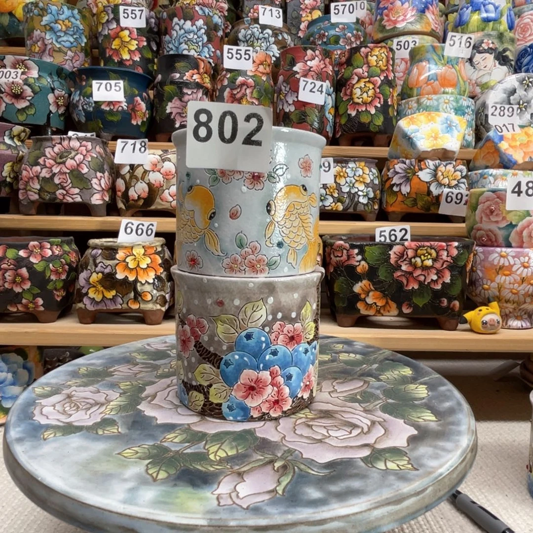 景德镇手绘多肉花盆