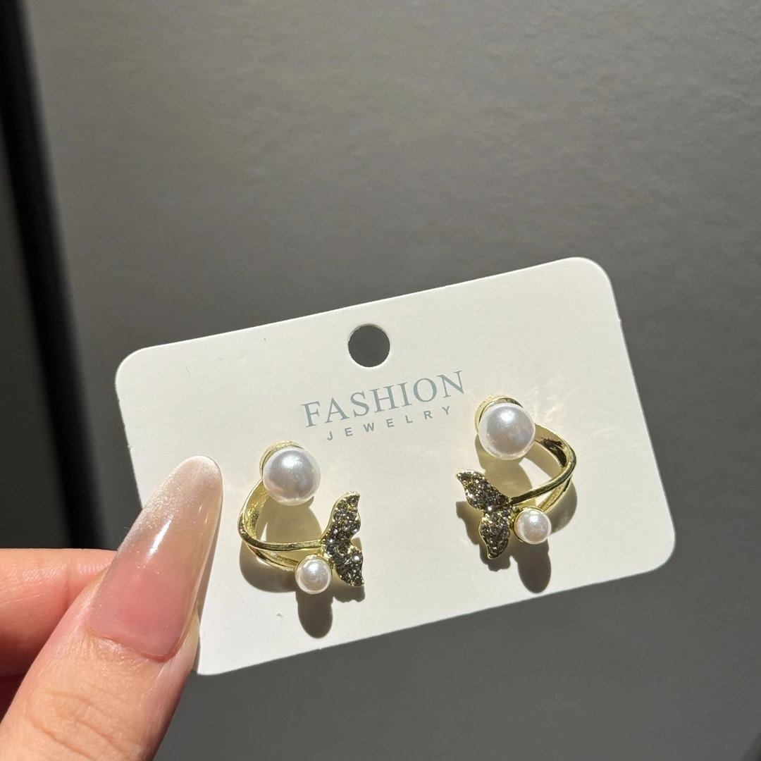 925银耳饰 珍珠鱼尾轻奢耳钉养耳洞女高级感耳环精致【613】耳饰