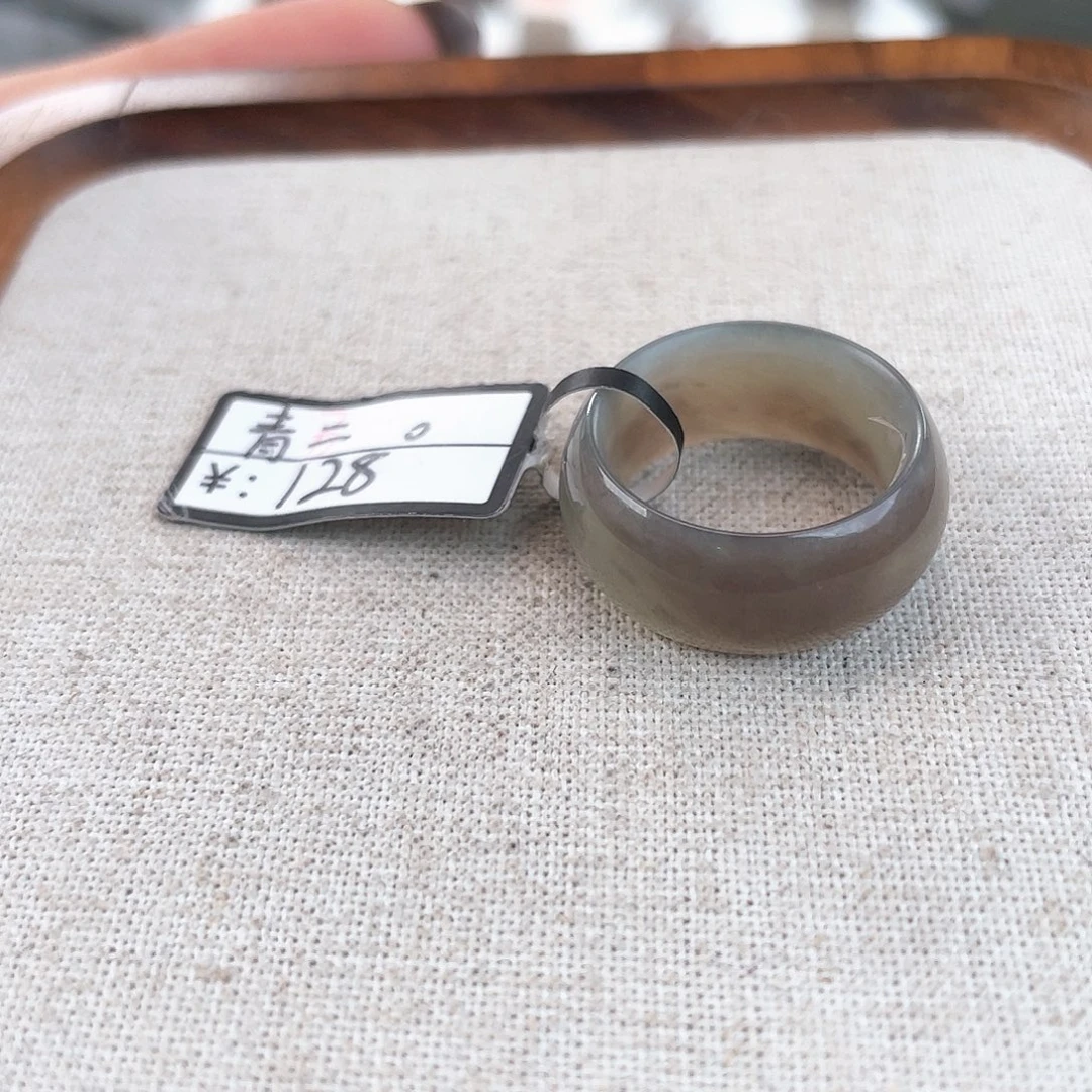 和田玉未镶嵌戒指U142紫飘花17.1不退换