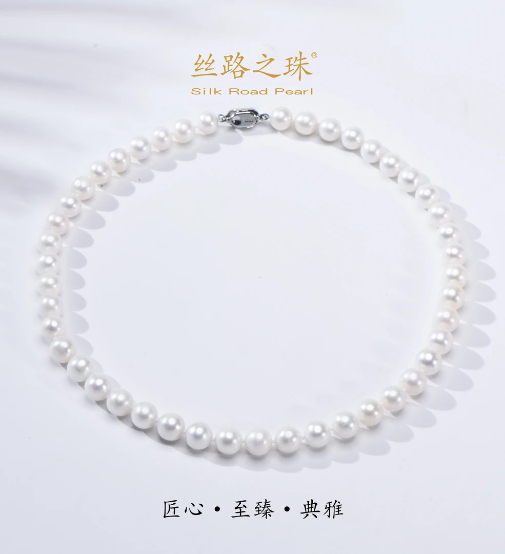S925银淡水珍珠项链9-10mm气质妈妈链时尚百搭简约经典