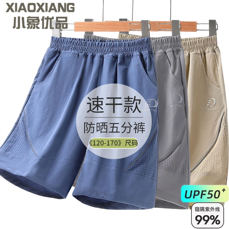 儿童速干裤男童运动裤夏季男孩短裤冰丝网眼女童五分裤大童裤子新