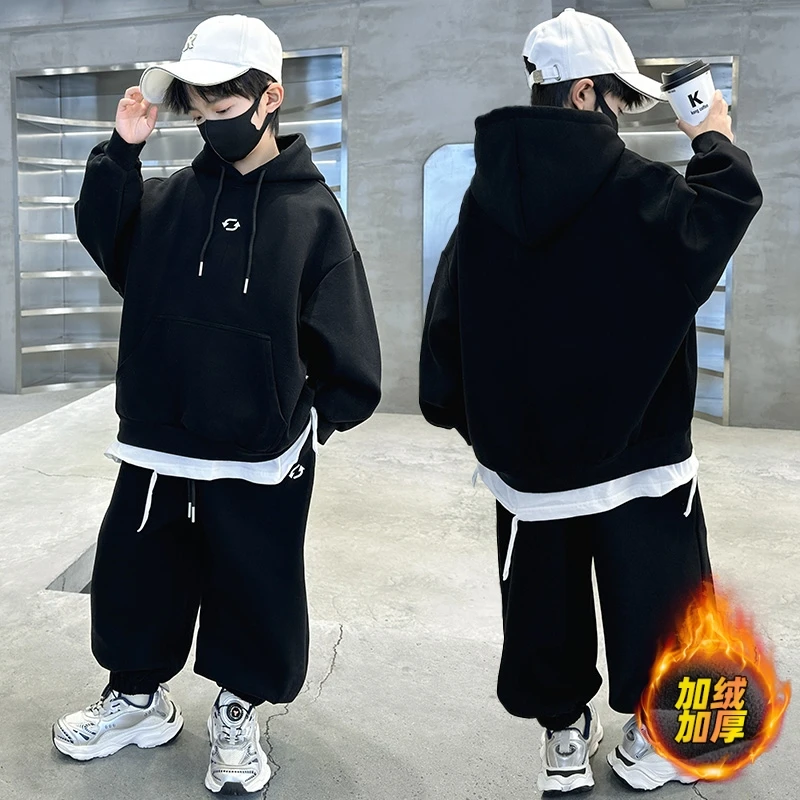 男童套装冬季2025新款儿童洋气加绒加厚中大童韩版两件套衣服童装