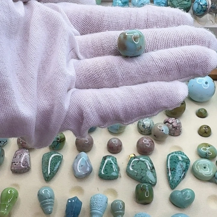 绿松石未镶嵌三彩粉色12+尺寸