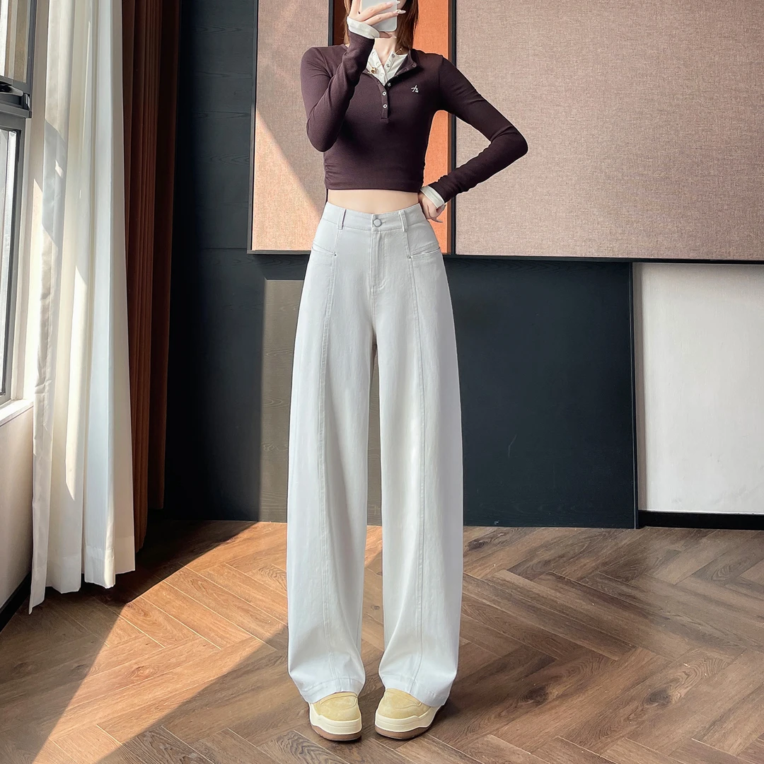 莱赛尔天丝棉弯刀牛仔裤女春秋季2025新款高腰垂感显瘦百搭香蕉裤