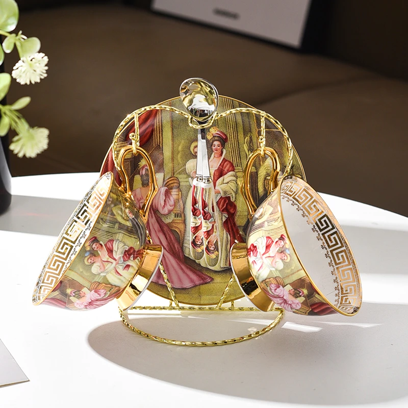 【欧美外单】高档精致咖啡杯骨瓷杯碟奢华复古欧式红茶杯咖啡杯陶瓷