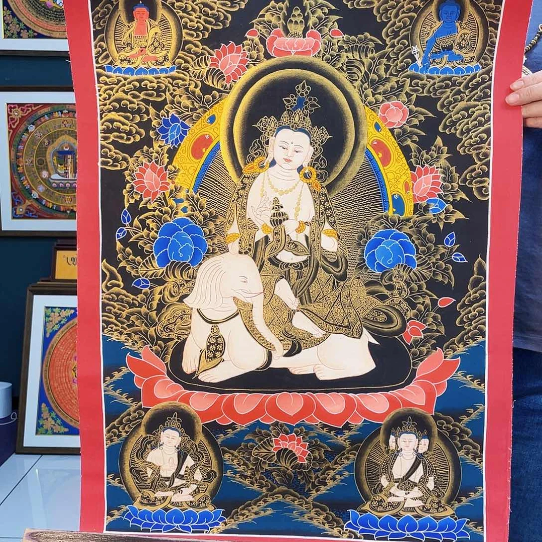 卷轴画手绘唐卡 普贤