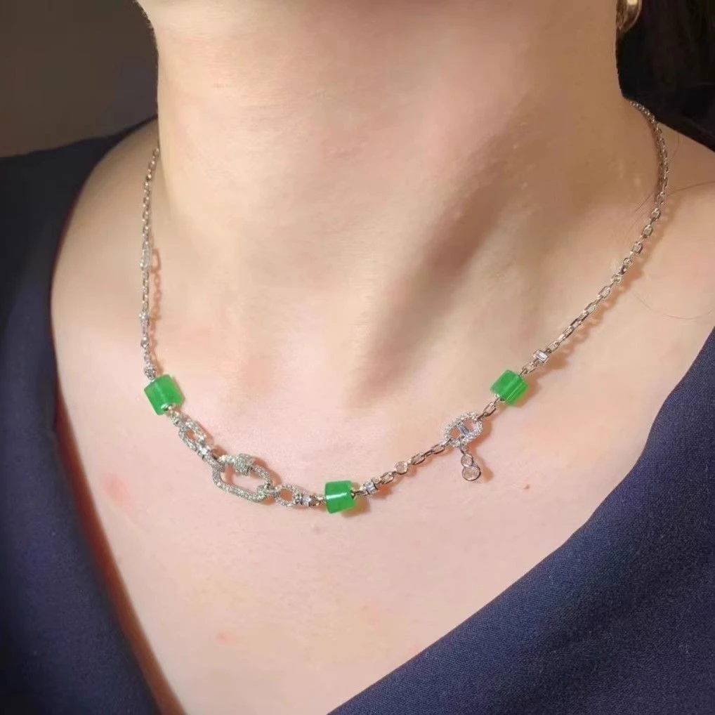 回形扣项链万能链吊坠万能扣头镀18k色DIY百搭氛围感配饰精美女款