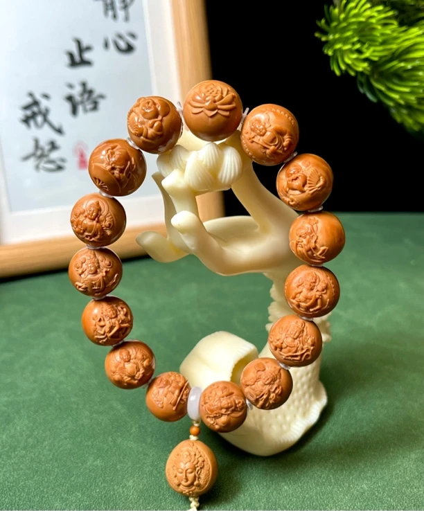 猴头核桃精雕神龙群贤男女手串猴头手串