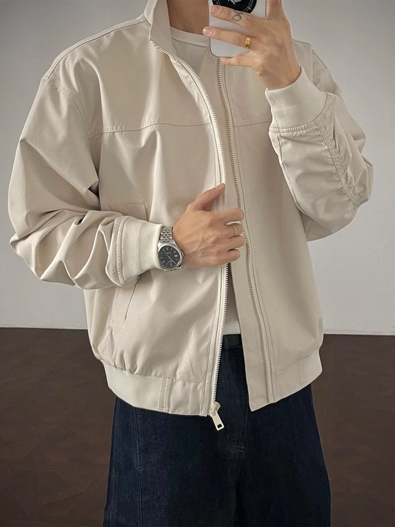 美式教练夹克男款春秋季潮流痞帅男装工装廓形飞行立领bomber外套