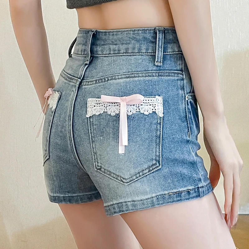 蜜桃臀牛仔短裤女紧身2025夏季薄百搭丰胯高腰弹力大长腿辣妹热裤