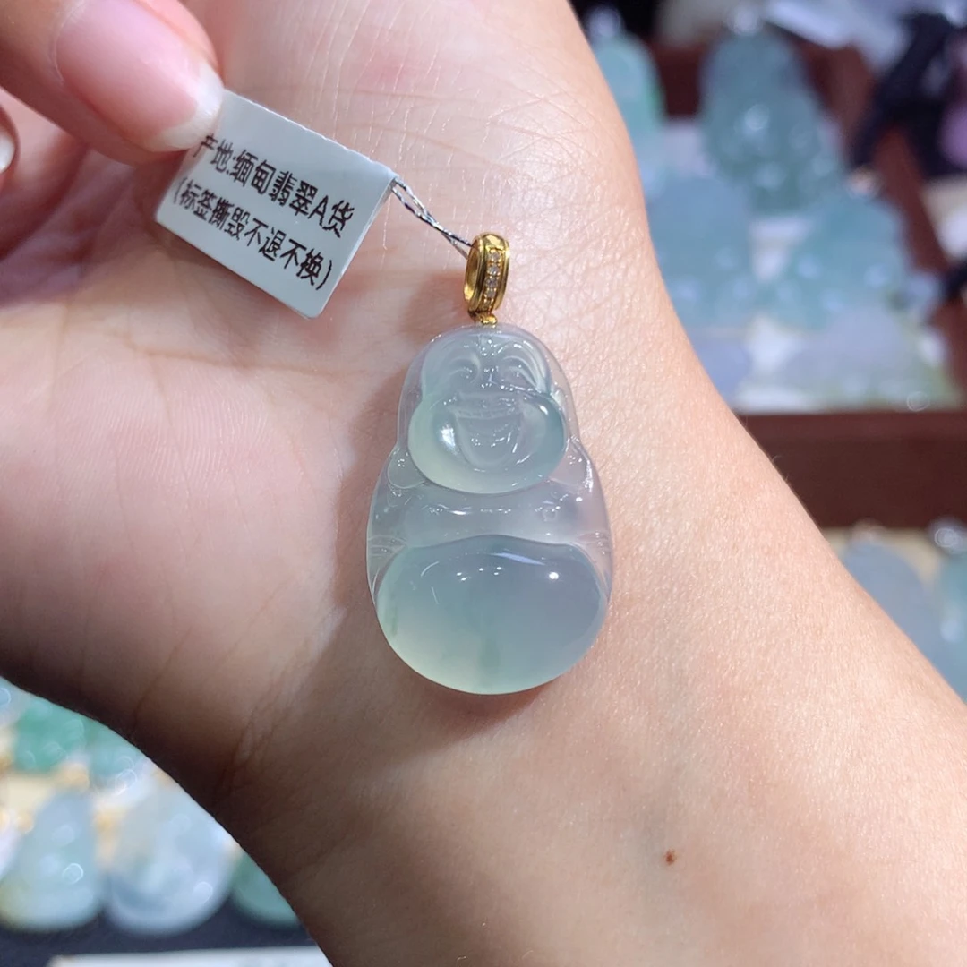 吊坠(不含链)18K金镶嵌翡翠佛公
