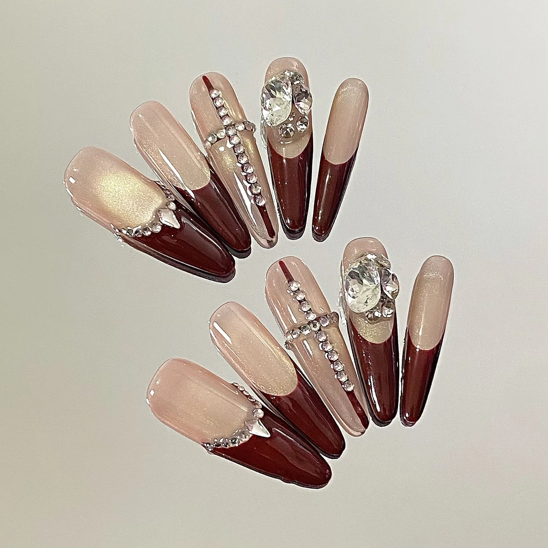 【十字契约】红色细狗长尖穿戴甲显白穿戴甲辣妹新年个性美甲