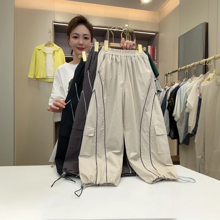 【纯棉】复古工装阔腿裤2025新款夏季速干裤男童女童时尚百搭