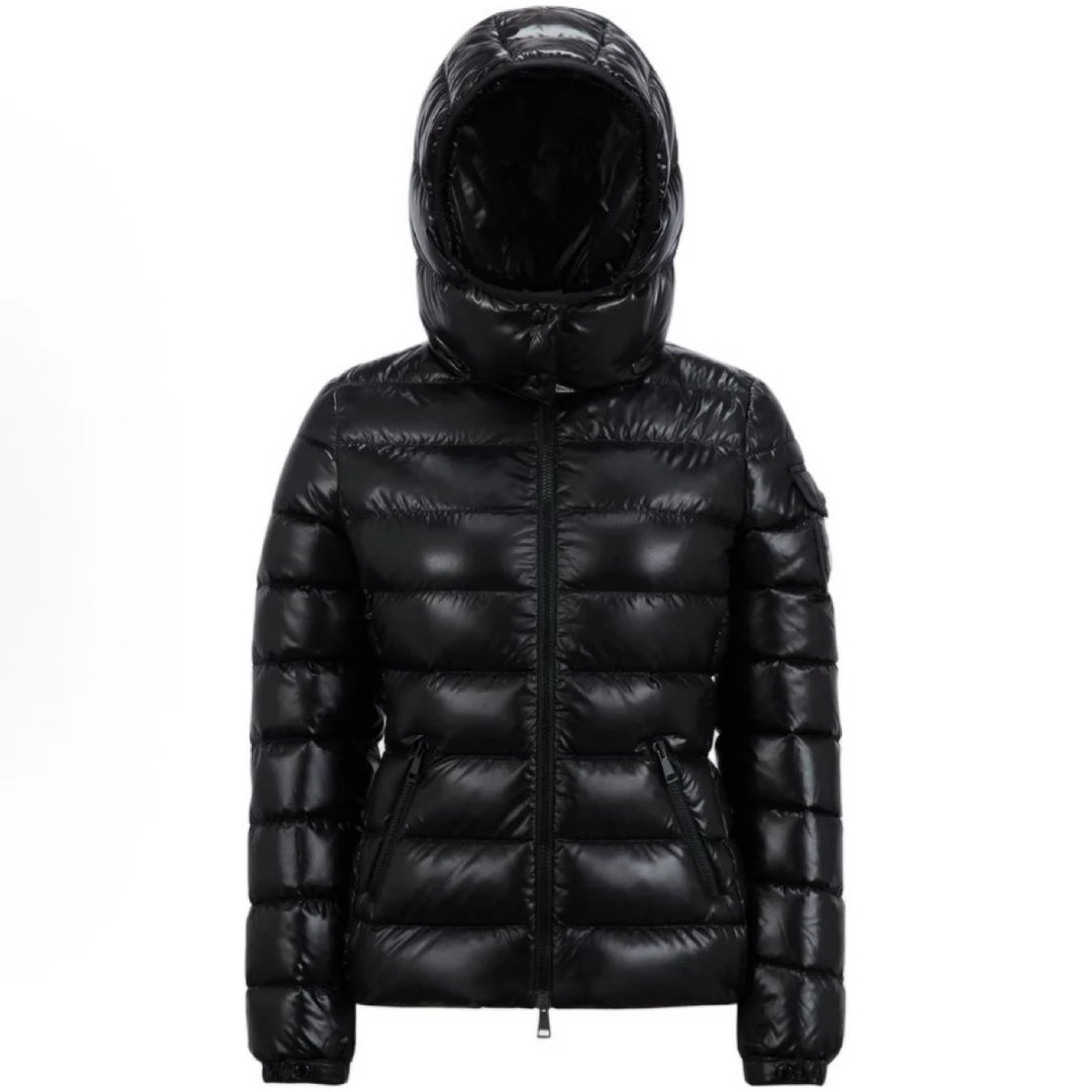 未使用 MONCLER 女士 bady经典黑色亮面修身短款羽绒服
