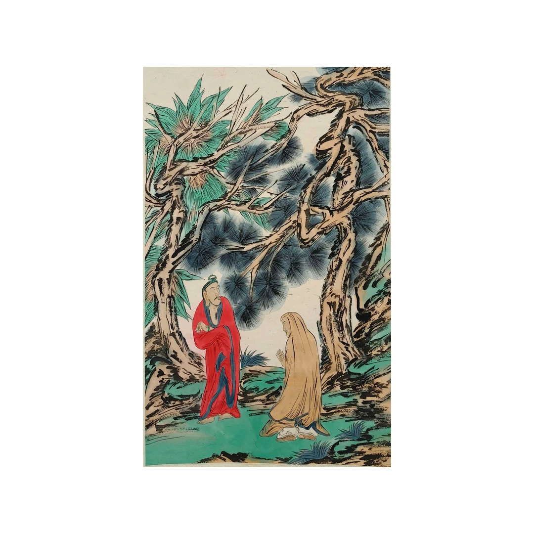 Y046 《松荫罗汉》范y 134*67（8.2平尺）纸本立轴