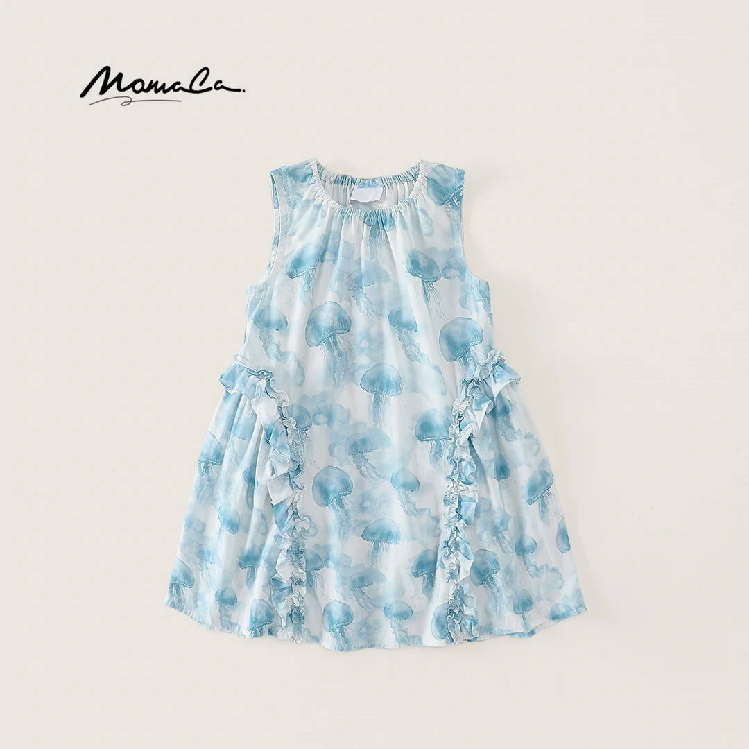 MOMOCO女童夏季精致提花图案无袖连衣裙17630470073