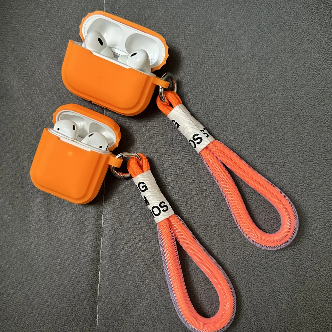 橙色字母挂绳橙色条纹硅软壳airpods保护套苹果airpods4保护套