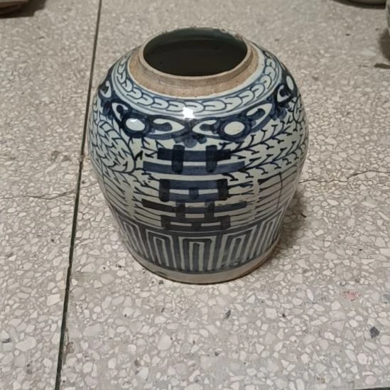 瓷片双双双喜临门罐罐摆件青花陶瓷摆件青花陶瓷摆件青花