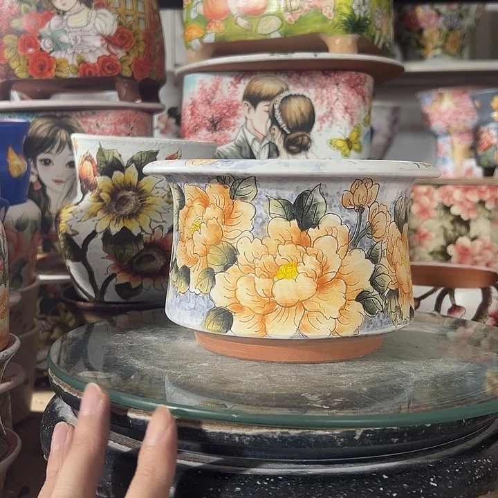 景德镇手绘花盆满38包邮