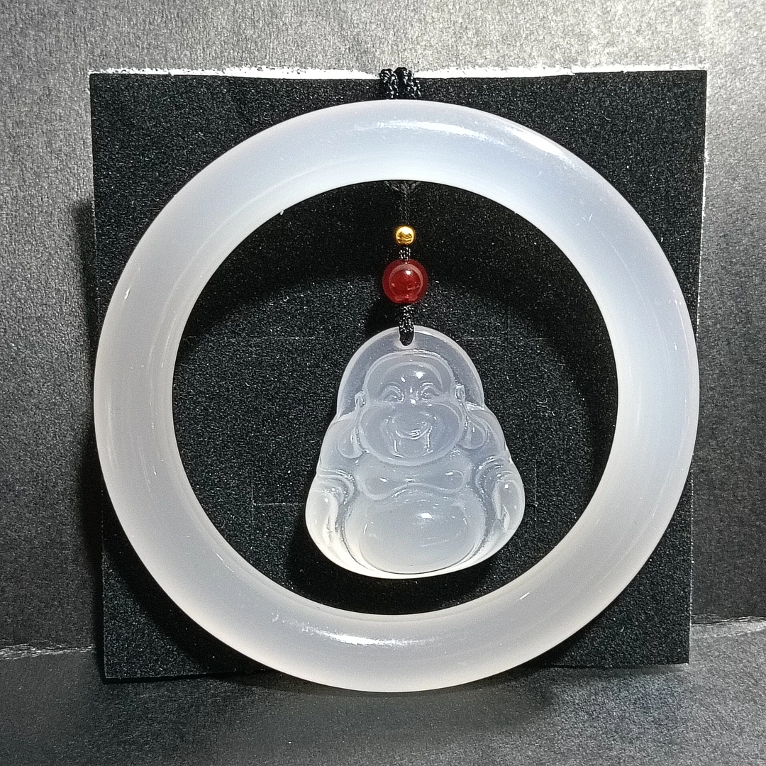 阳光紫外线变红色弥勒吊坠手镯一套