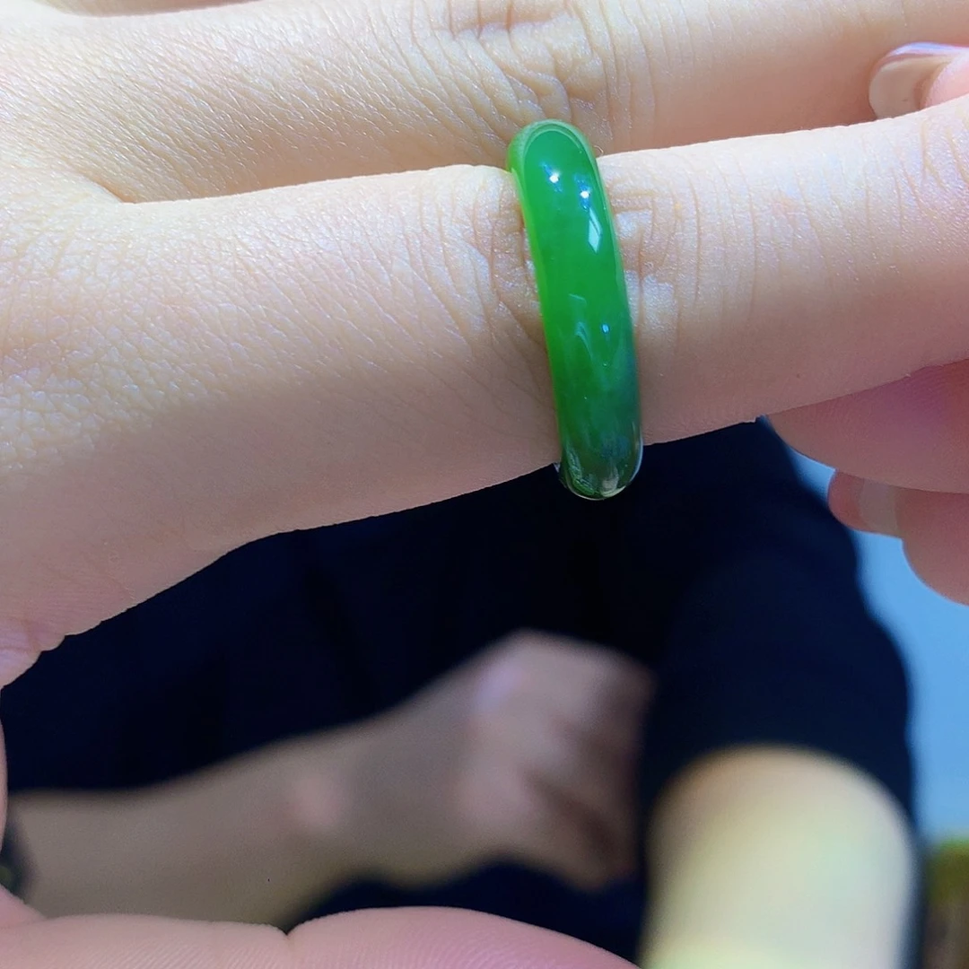 和田玉（碧玉）戒指未镶嵌圈口自己备注