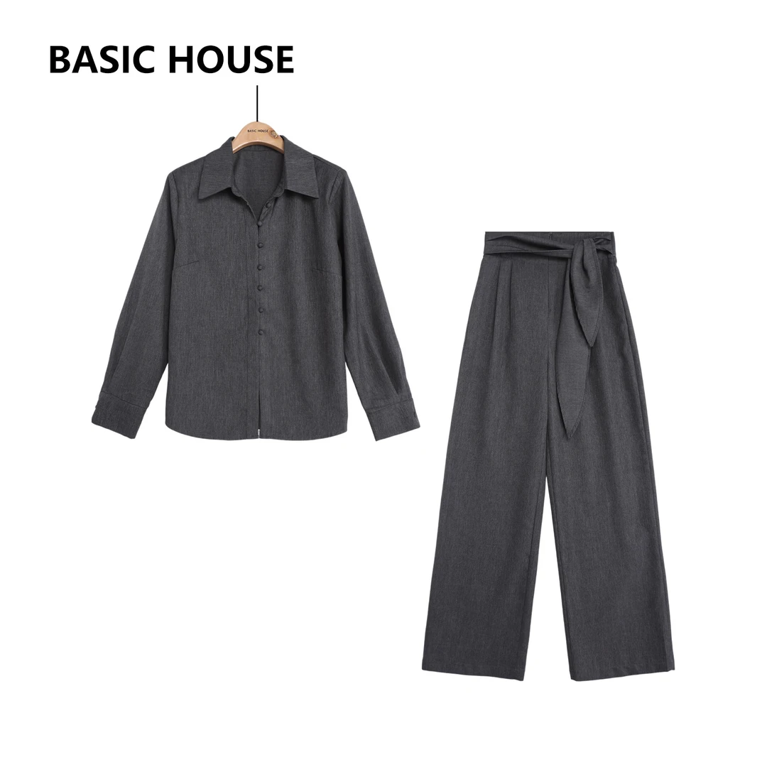 Basic House/百家好春季新款长袖宽时尚轻奢休闲套装B1335B5W762