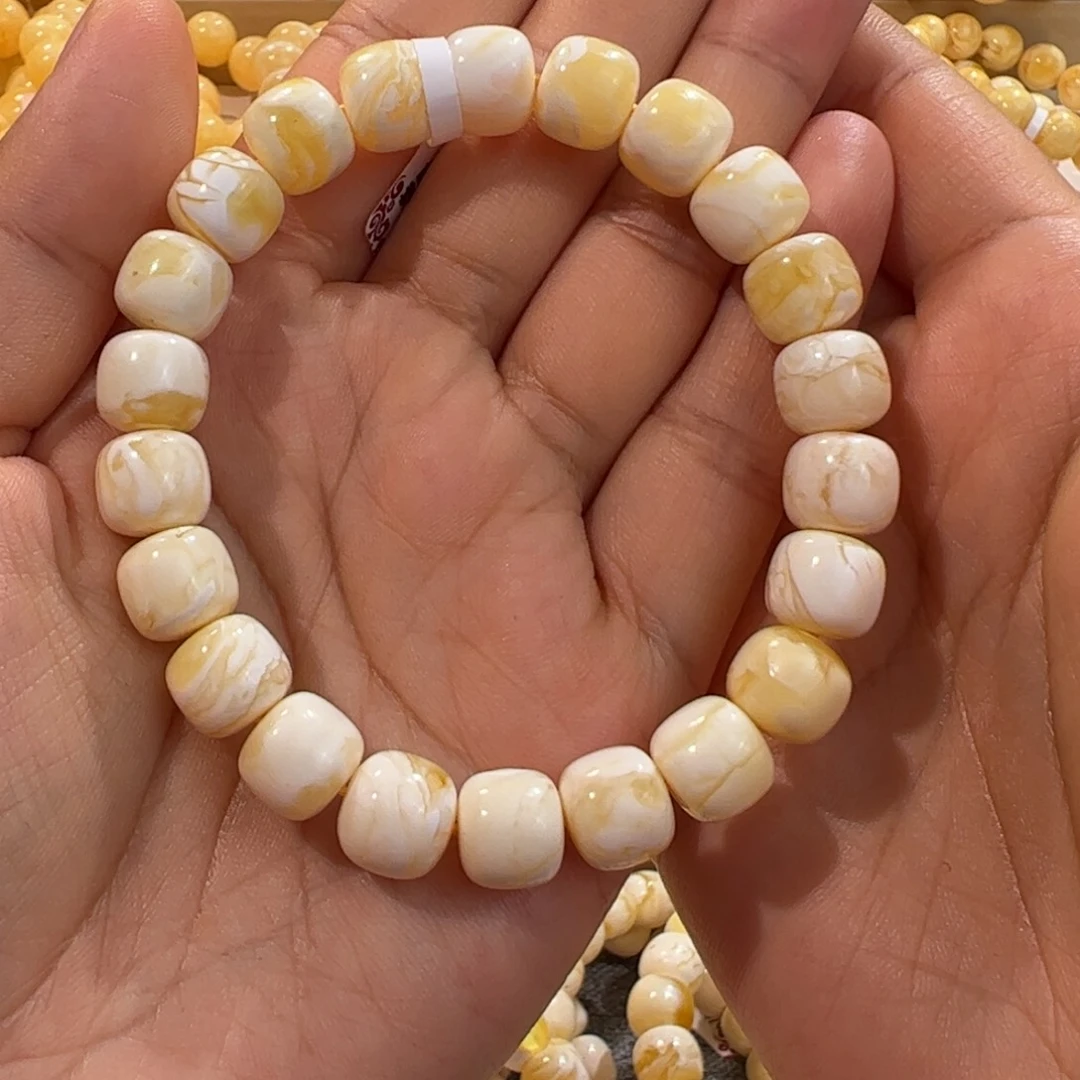 琥珀裸石未镶嵌湖****司10mm金瓷白手串