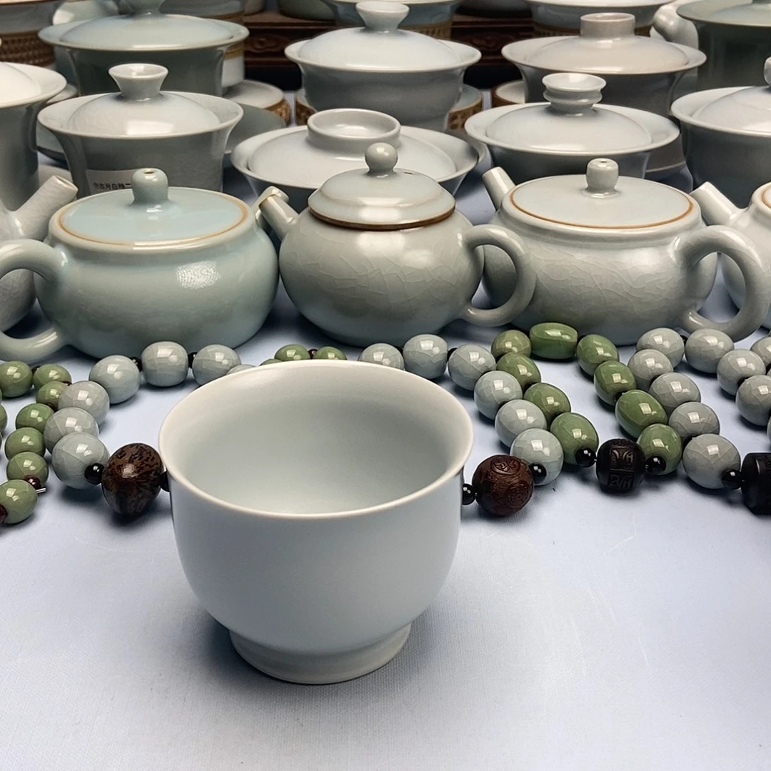 杯仿古月白玉兰杯原矿原釉原产地