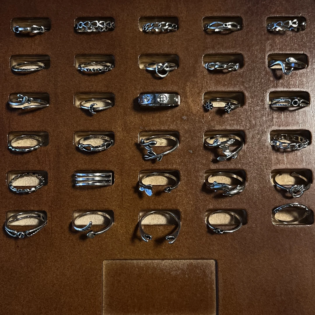 合金戒指 古银色男女民族风开口可调节小众百搭合金尾戒对戒素款