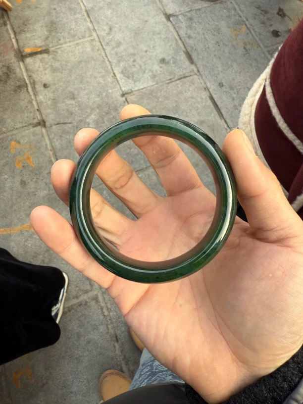 和田玉北极玉宽版手镯