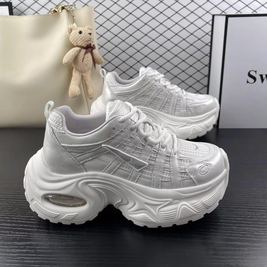 【FBZN官方正品】欧洲站真皮网面透气厚底老爹鞋女2025夏季新款百