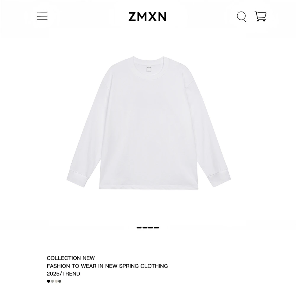 ZMXN春季260G纯色内搭长袖T恤男女百搭宽松套头圆领打底体恤衫
