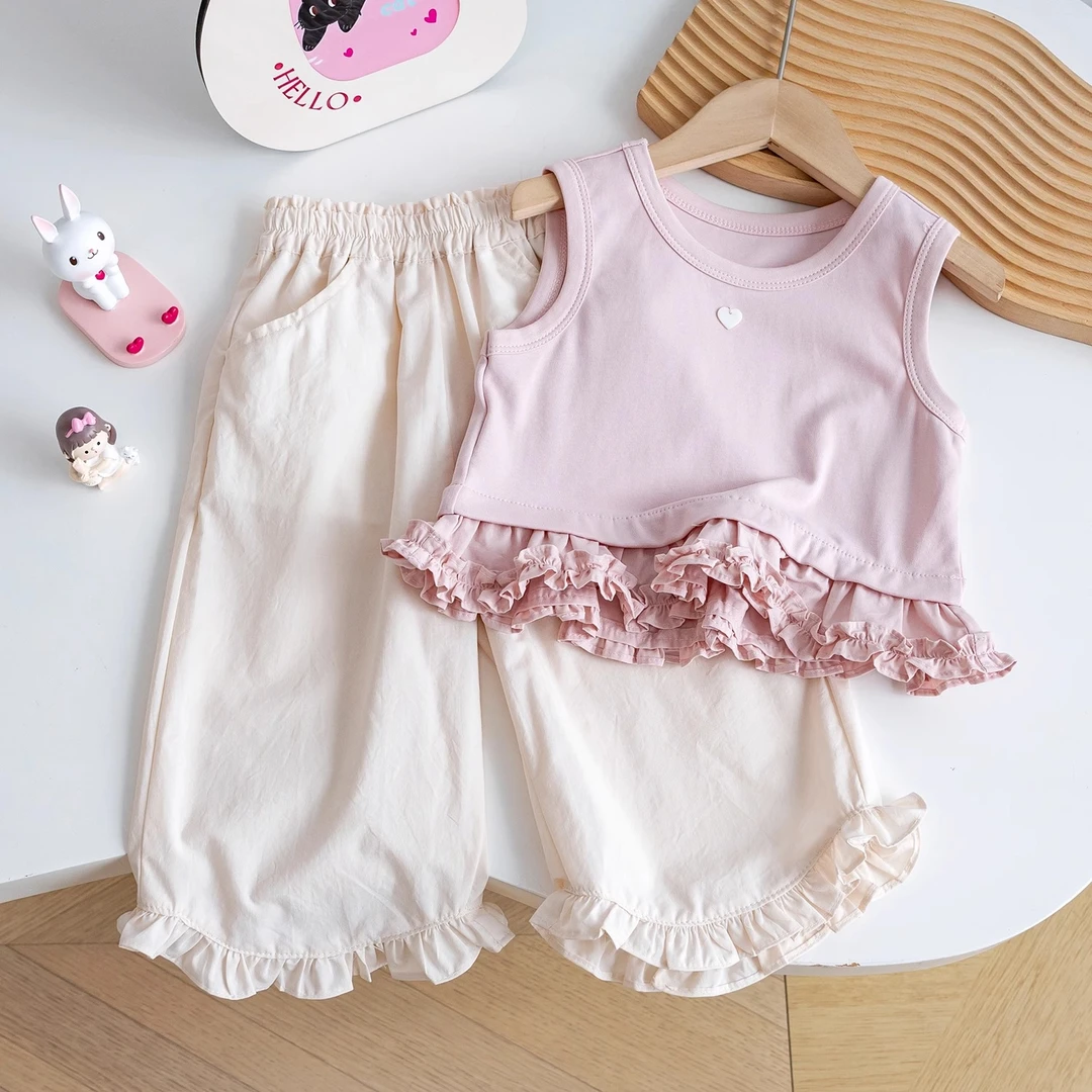 小女孩女童可爱吊带衫洋气两件套25新款无袖裙T夏季套装小孩衣服