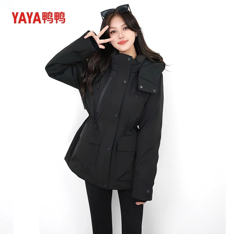 鸭鸭派克羽绒服女中长款2025秋冬新款户外加厚防风收腰显瘦外套潮