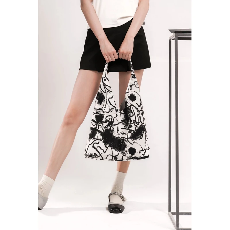 无则艺【插兜包】黑墨小众简约时尚百搭轻便夏季印花多口袋