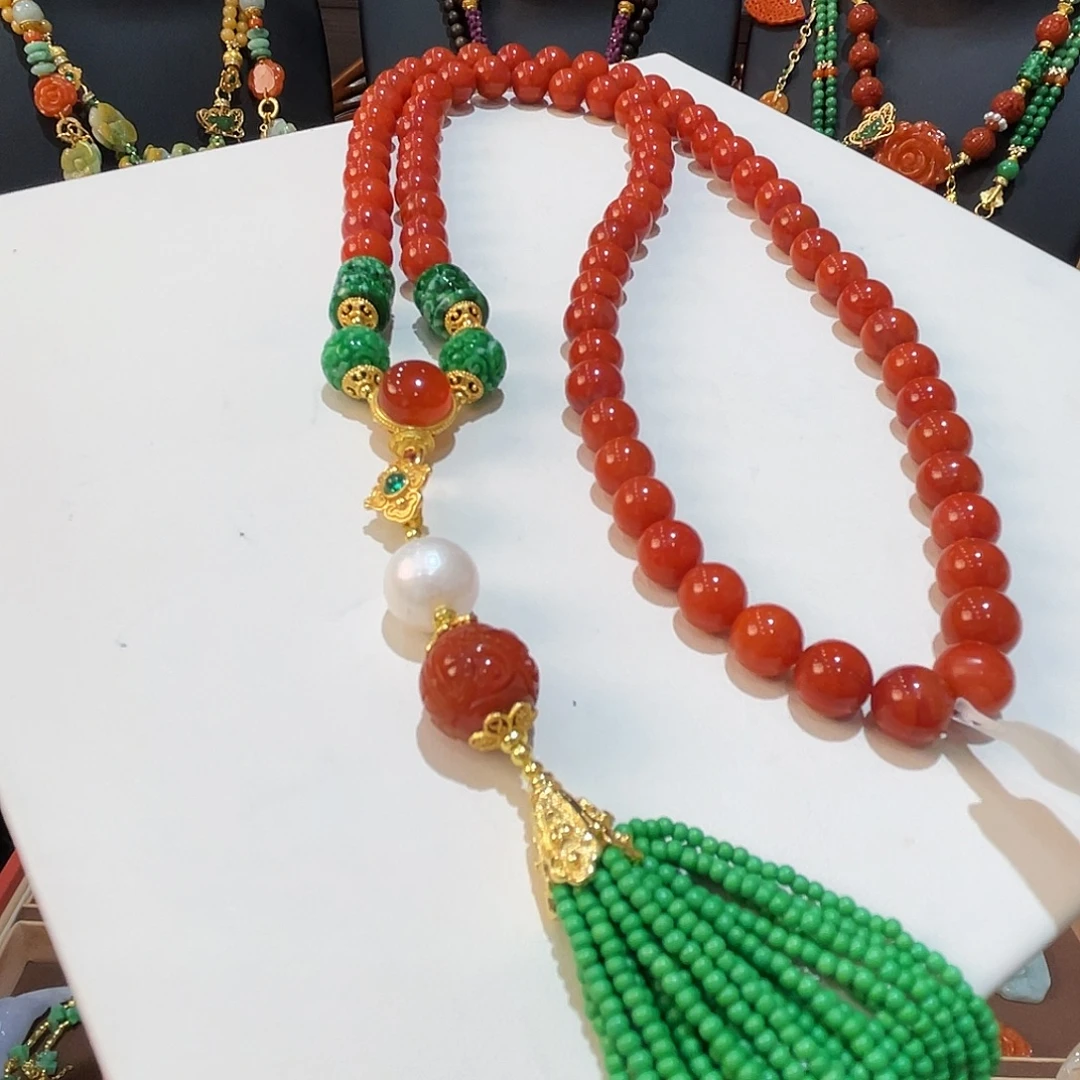 南红玛瑙未镶嵌项链佛珠