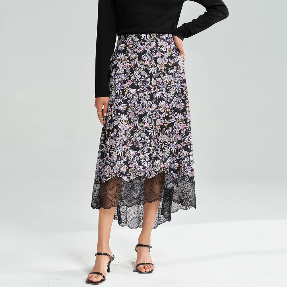 25新款“沃格花园”法式浪漫织物印花前短后长半身裙女18406