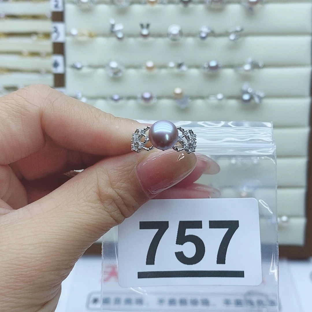 淡水珍珠戒指银S925镶嵌宝*757