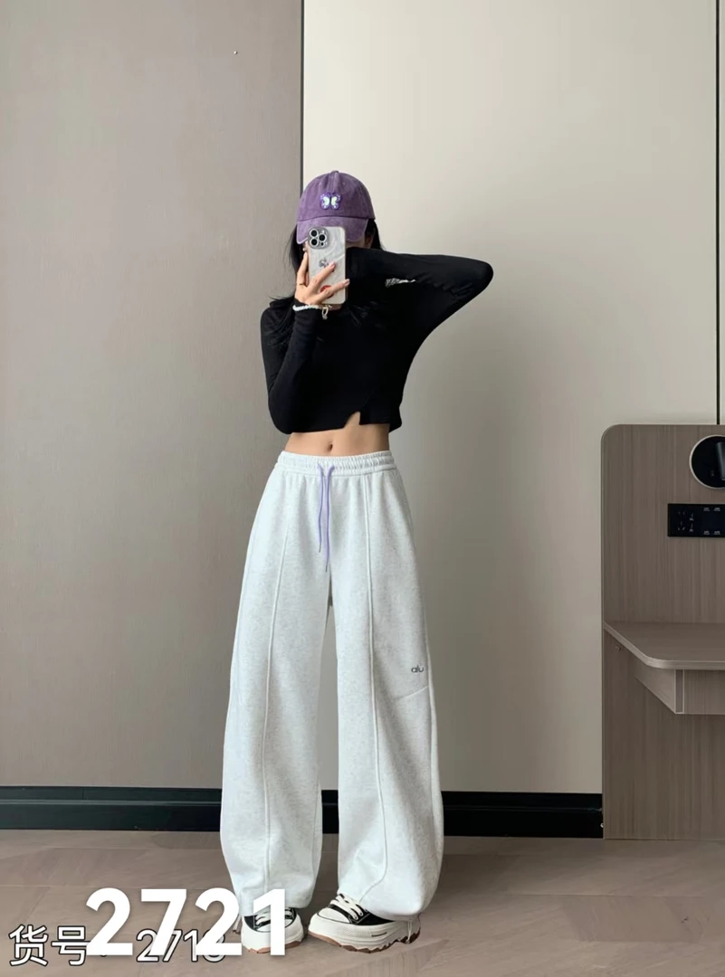 【2721】2025冬季加绒加厚女款休闲百搭宽松卫裤
