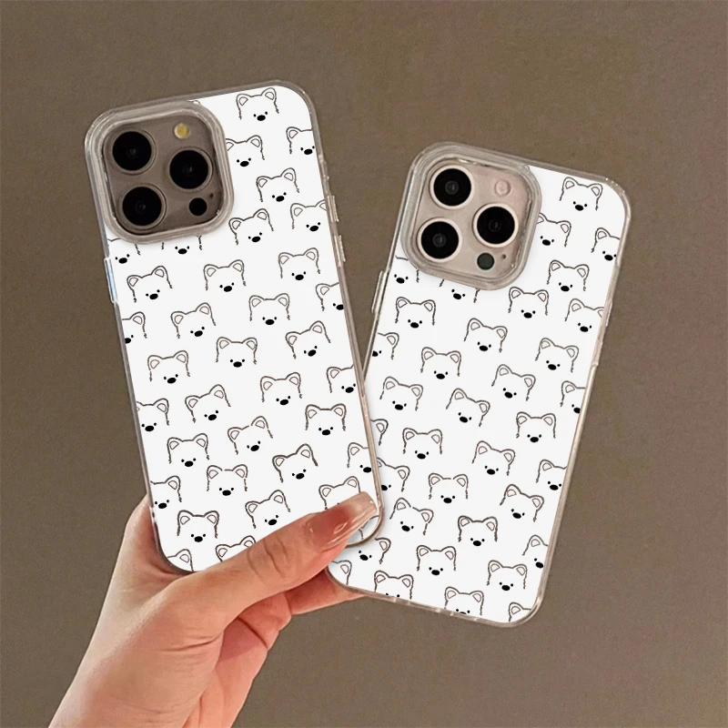 奥菲顿满屏小狗线条适用iPhone16冰川手机壳华为vivo小米15oppo套