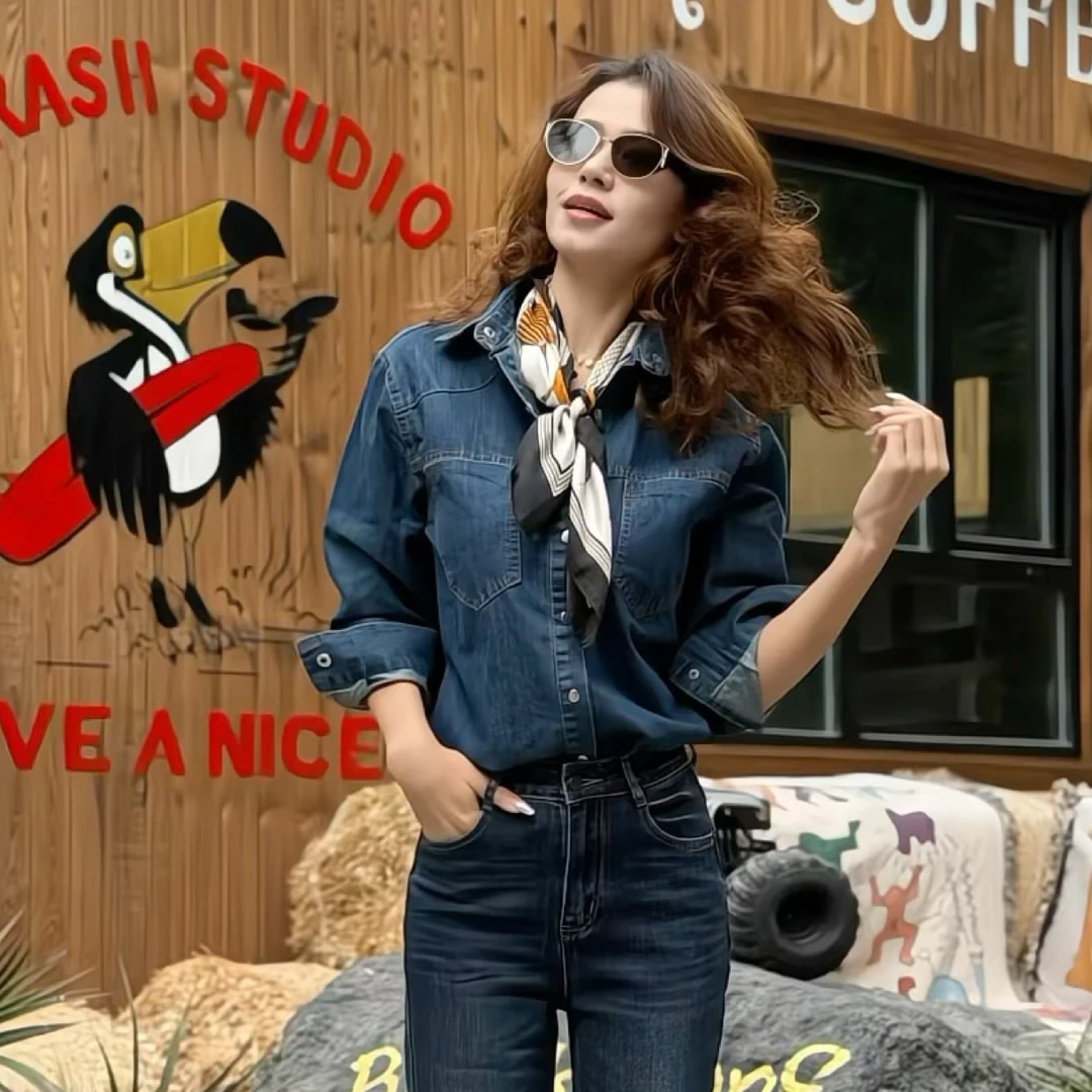 秋季新款显瘦牛仔衬衣（达）